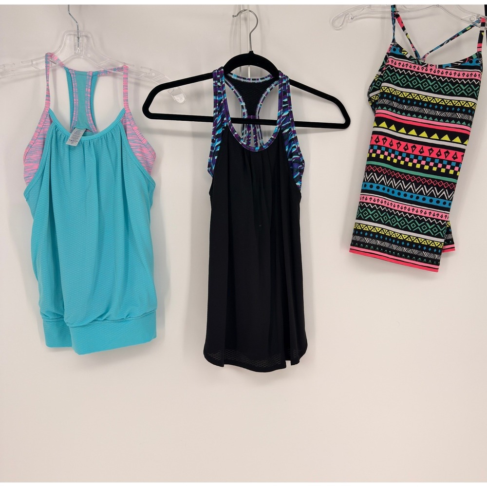 Ivivva Athletic Tank Top Bundle Girls 10 Blue Black Multi Racerback Sporty Dance